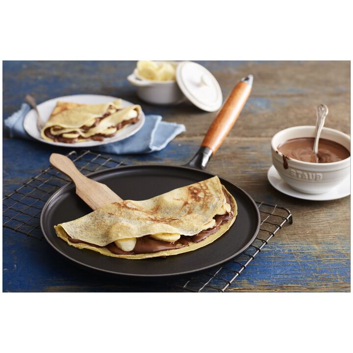 Cast Iron, Crepe Pan with Spreader and Spatula, black matte, large 4