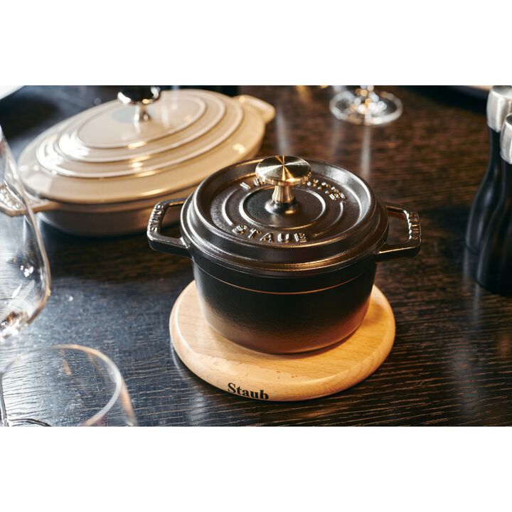 Cast Iron - Accessories, 6-inch, Round, Magnetic Wood Trivet, Brown, large 2