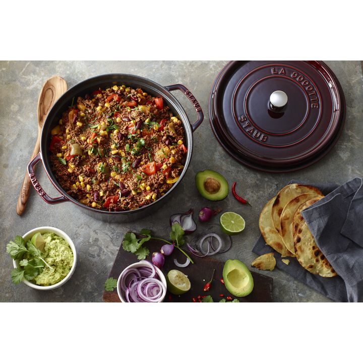 Cast Iron, 7 qt, Round, Dutch Oven, Grenadine, large 2
