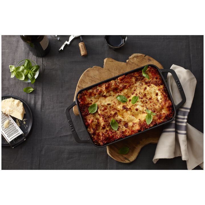 Cast Iron, 12-x 8-inch, Rectangular, Roasting Pan, Black Matte, large 4