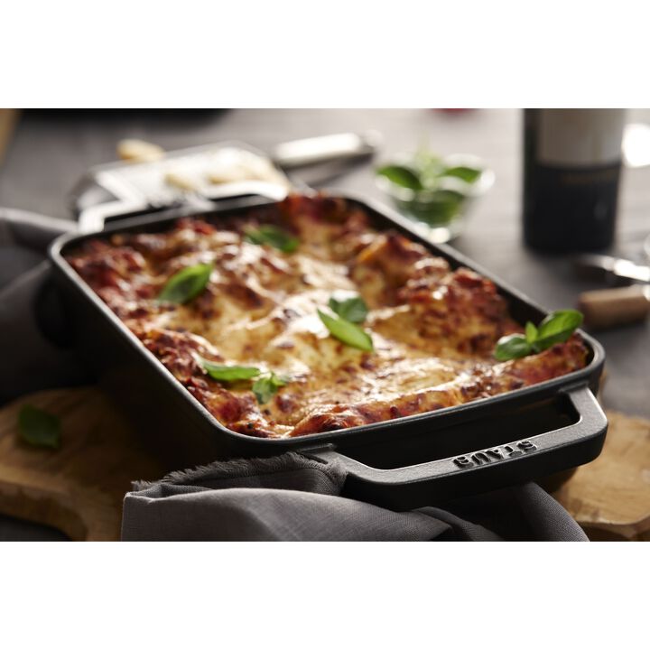Cast Iron, 12-x 8-inch, Rectangular, Roasting Pan, Black Matte, large 3