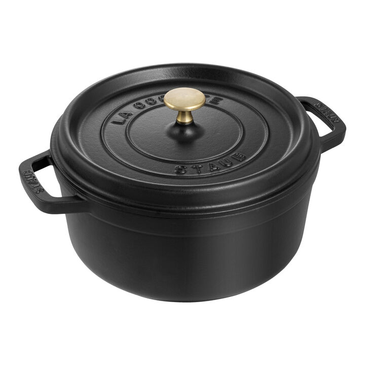 Cast Iron, 4 qt, Round, Dutch Oven, Black Matte, large 1