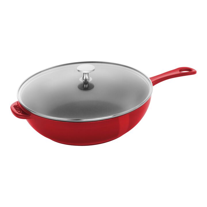 Cast Iron, 10-inch, Daily Pan With Glass Lid, Cherry, large 1