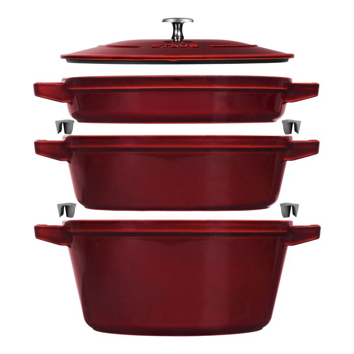 Cast Iron, 4-pc Stackable Set, Grenadine, Cast Iron , large 1