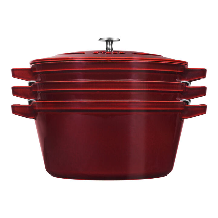 Cast Iron, 4-pc Stackable Set, Grenadine, Cast Iron , large 3