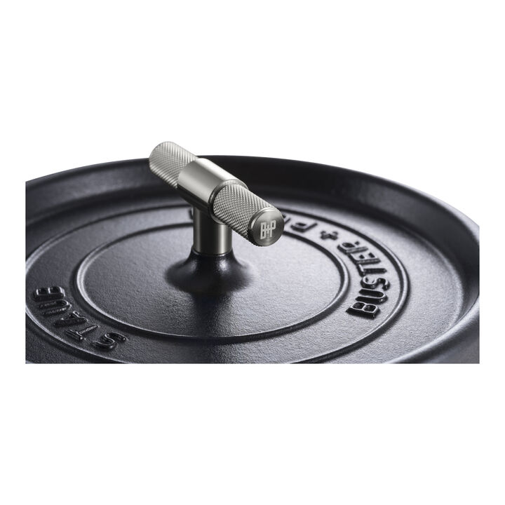 Cast Iron, 4 qt, Round, Dutch Oven Buster And Punch, Black Matte, large 4