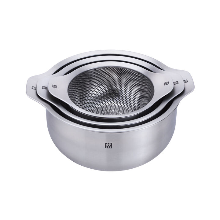 Prep, 6-pc, Bowl and Strainer Set, silver, large 4
