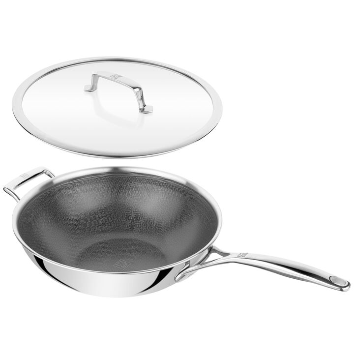 Peak, 12-inch, 18/10 Stainless Steel, Wok With Lid, Silver, large 3