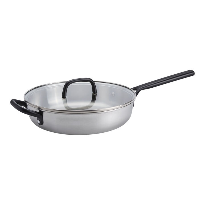 Milano Stainless Steel, 4 qt Saute Pan With Lid, Stainless Steel , large 1