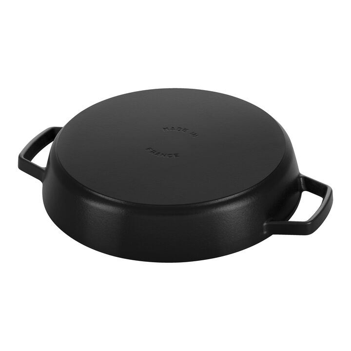 Cast Iron, 13-inch, Double Handle Fry Pan, black matte, large 2
