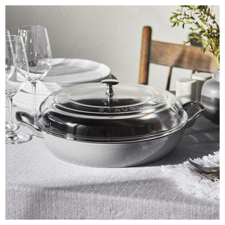 Cast Iron, 3.5 qt, Braiser With Glass Lid, Graphite Grey, large 4
