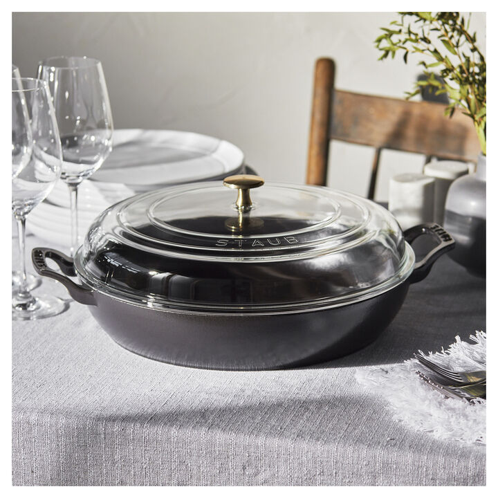 Cast Iron, 3.5 qt, Braiser With Glass Lid, Black Matte, large 4