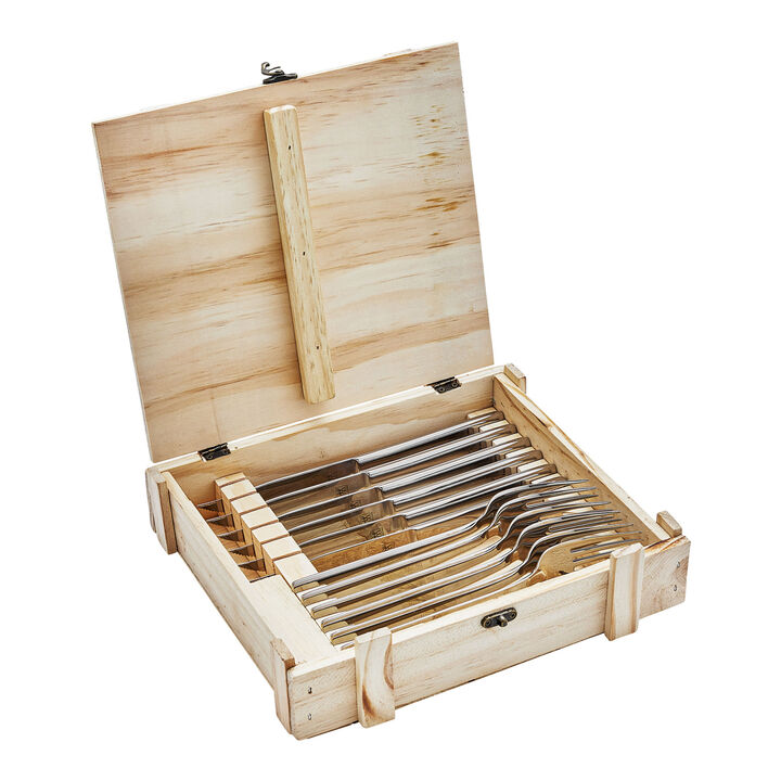 Steak Sets, 12-pc, 18/10 Stainless Steel Steak Dinner Stainless Steel Steak Knife Set In Wood Presentation Box, large 1