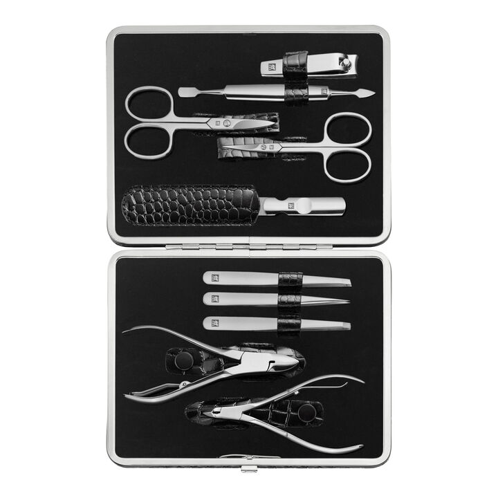 CLASSIC, 10-pc, Black Matte, Leather, Manicure Pedicure Set, large 1