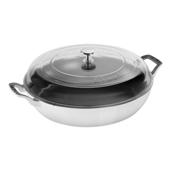 Cast Iron, 3.5 qt, Braiser With Glass Lid, Pure-white, large 1