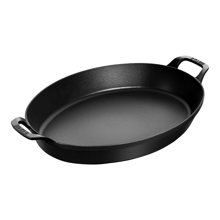Cast Iron, 14.5-x 11-inch, Oval, Gratin Baking Dish, Black Matte, large 1