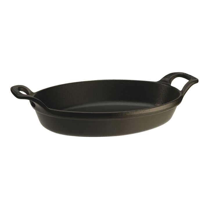 Cast Iron, 8.25 inch, Oval, Gratin Baking Dish, Black Matte, large 1