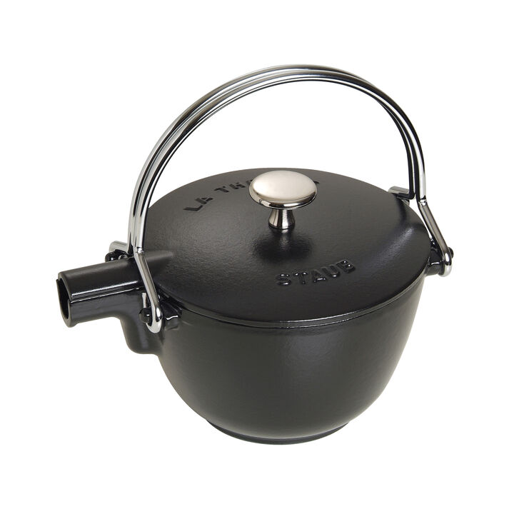 Cast Iron, 1.2 qt, Round, Tea Kettle, Black Matte, large 2