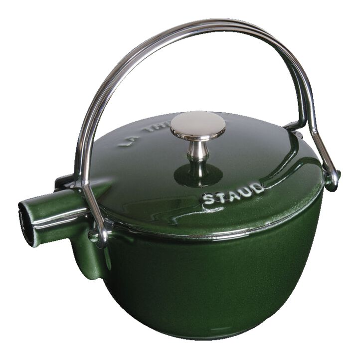 Cast Iron, 1.2 qt, Round, Tea Kettle, Basil, large 1