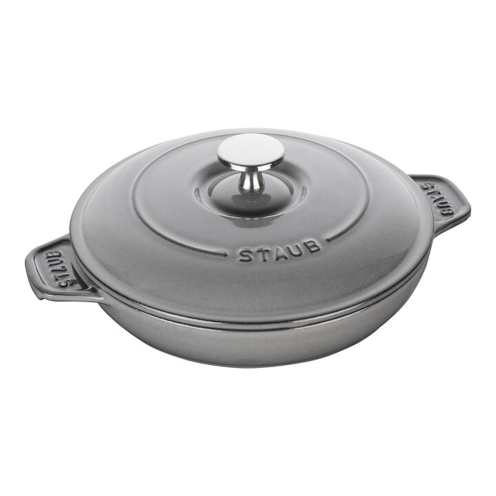 Cast Iron, 8-inch, Round, Covered Baking Dish With Lid, Graphite Grey, large 1
