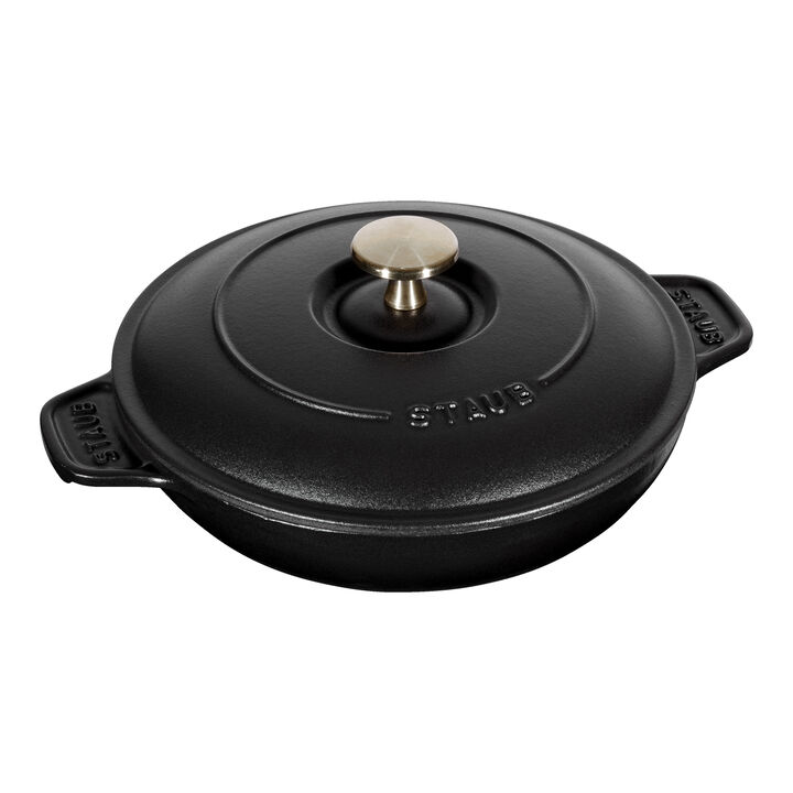 Cast Iron, 8-inch, Round, Covered Baking Dish With Lid, Black Matte, large 1