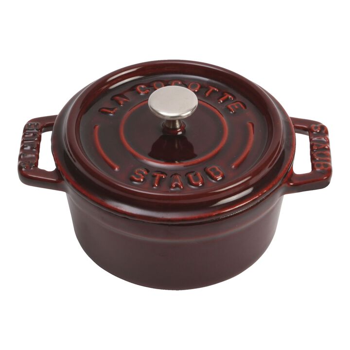 Cast Iron, 0.275 qt, Mini Round Dutch Oven, grenadine, large 1