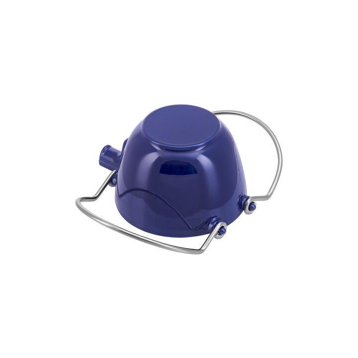 Cast Iron, 1.2 qt, Round, Tea Kettle, Dark Blue, large 3