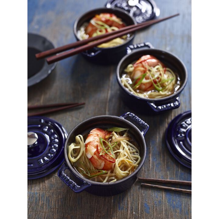 Stoneware, 3-pc, Mini Round Dutch Oven Set, dark blue, large 4