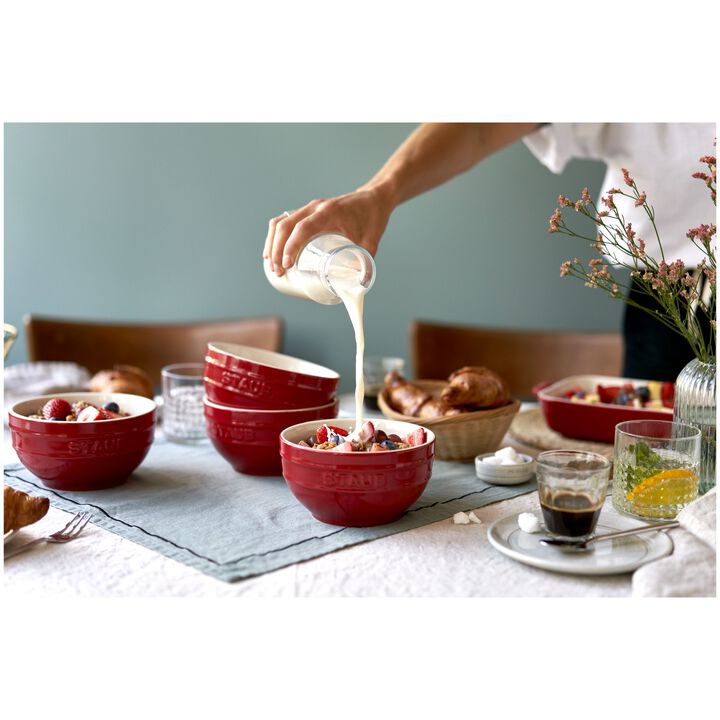 Stoneware, 6.5-inch / 2-pc, Large Universal Bowl Set, cherry, large 3