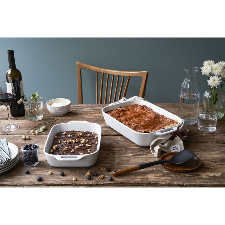 Stoneware, 3-pc, Rectangular Baking Dish Set, white, large 4