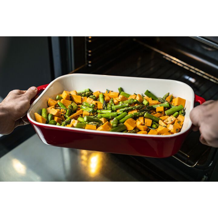 Stoneware, 3-pc, Rectangular Baking Dish Set, cherry, large 3