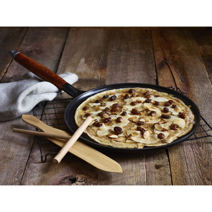 Cast Iron, Crepe Pan with Spreader and Spatula, black matte, large 3
