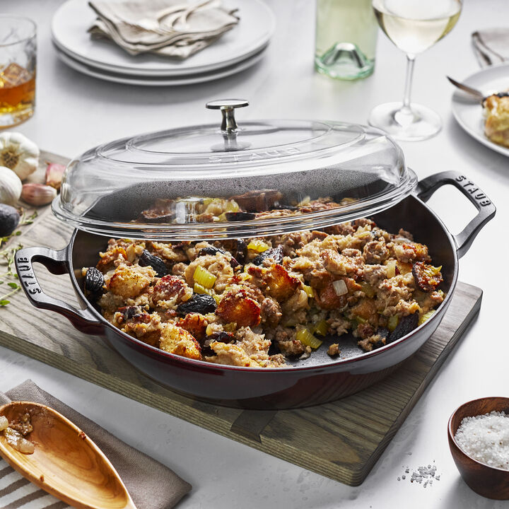 Cast Iron, 3.5 qt, Braiser With Glass Lid, Grenadine, large 3