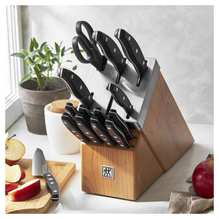 Signature, 15-pc, Self Sharpening Knife block set, natural, large 2
