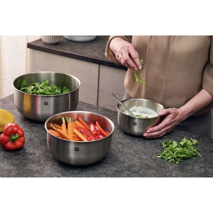 Prep, 6-pc, Bowl and Strainer Set, silver, large 2