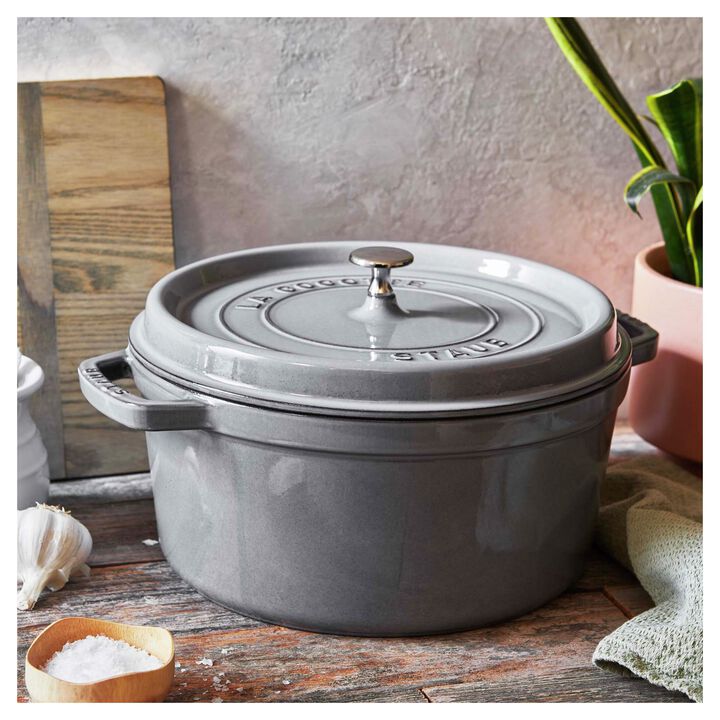 Cast Iron, 7 qt, Round, Dutch Oven, Graphite Grey, large 2