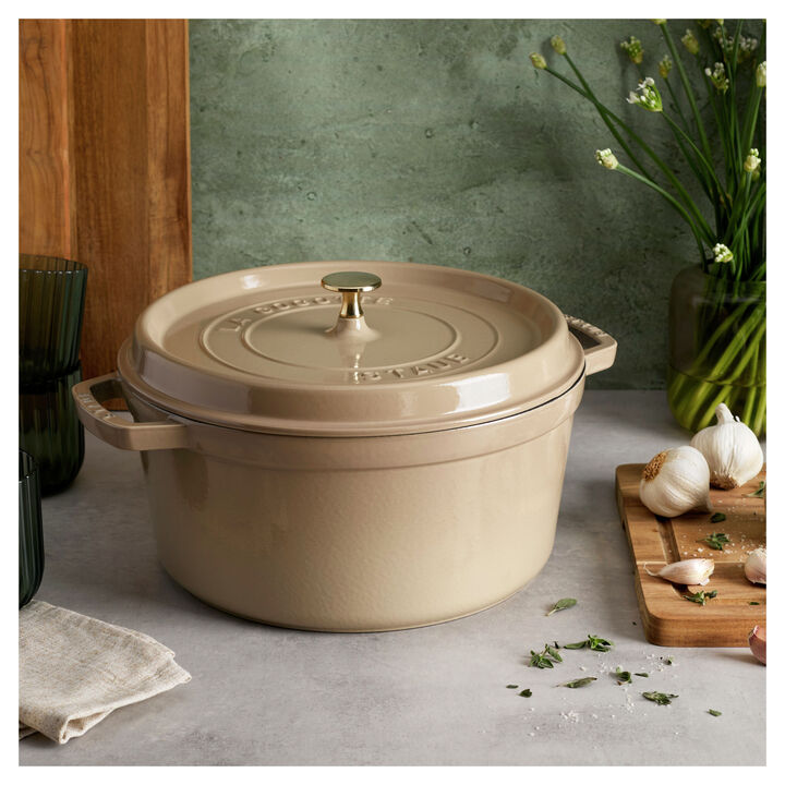 Cast Iron, 7 qt, Round, Dutch Oven, Sesame, large 2