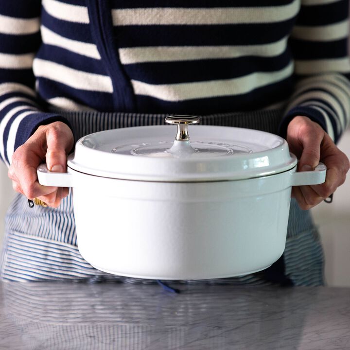 Cast Iron, 4 qt, Round, Dutch Oven, Pure-white, large 2