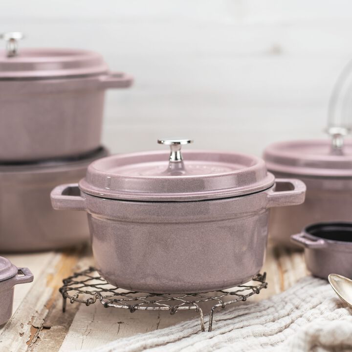 Cast Iron, 4 qt, Round, Dutch Oven, Lilac, large 4