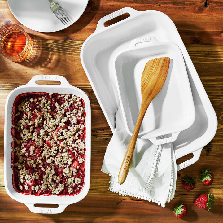 Stoneware, 3-pc, Rectangular Baking Dish Set, white, large 2