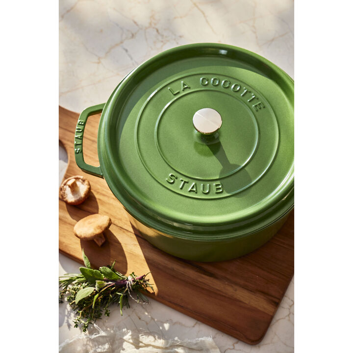 Cast Iron, 5.5 qt, Round, Cocotte, Pistachio, large 3