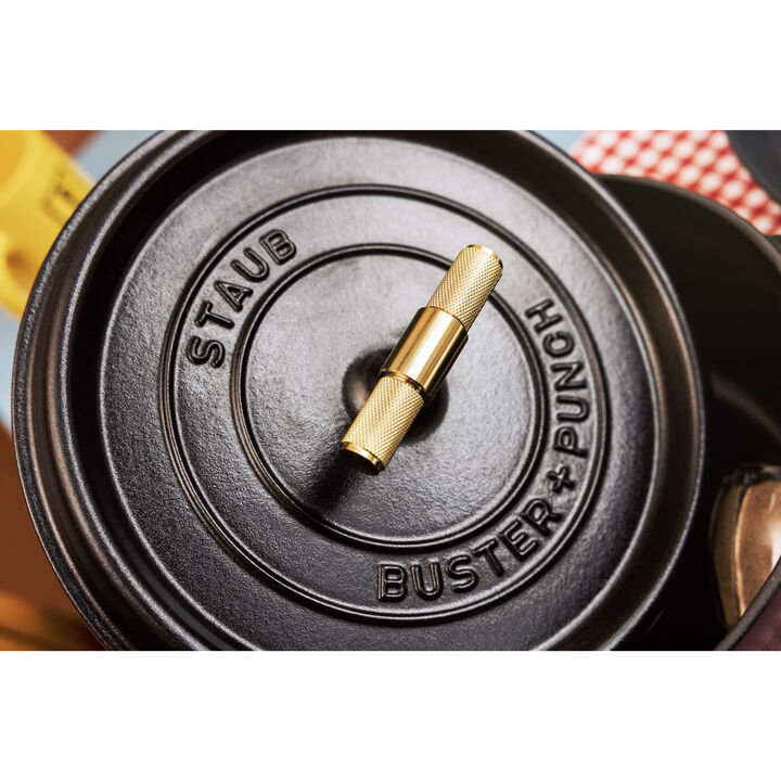 Cast Iron, 7 qt, Round, Dutch Oven Buster And Punch, Black Matte, large 2